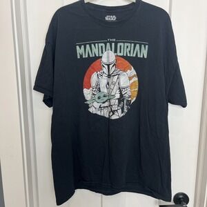 Star Wars The Mandalorian T Shirt Black Fifth Sun Bounty Hunter Grogu Sz 2XL